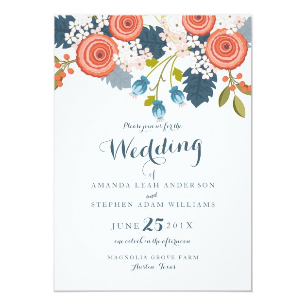 Wild Garden Floral Wedding Invitation