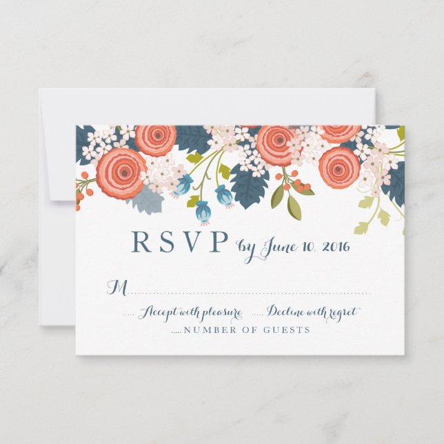 Wild Garden Floral Wedding RSVP Response Card (Front)