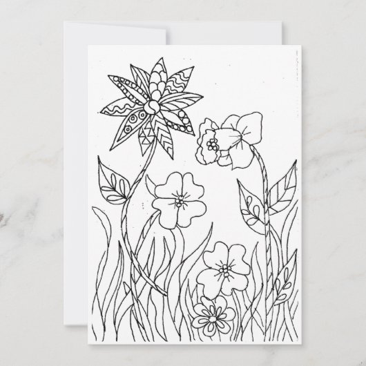 Wild Garden Flowers Coloring Card (Front)