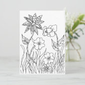 Wild Garden Flowers Coloring Card (Standing Front)
