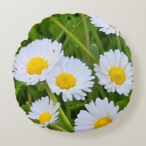 Wild Garden Flowers Romania – Nature Photography Round Pillow