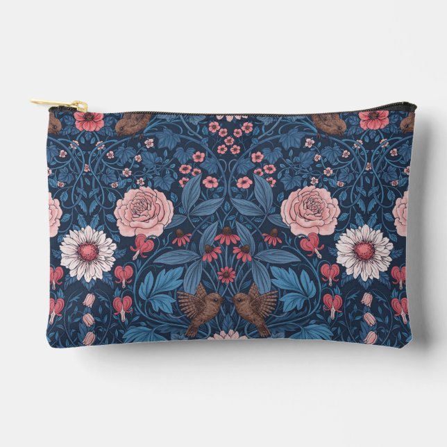 Wild garden in blue accessory pouch (Front)