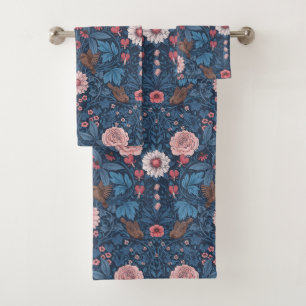 Wild garden in blue bath towel set