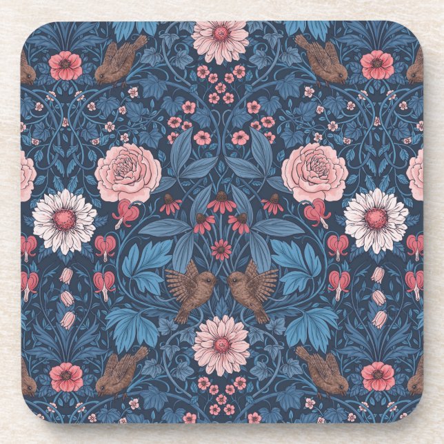 Wild garden in blue beverage coaster (Front)