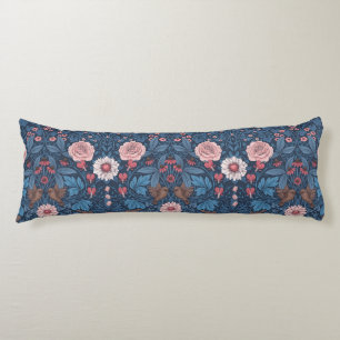 Wild garden in blue body pillow