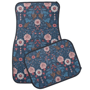 Wild garden in blue car floor mat