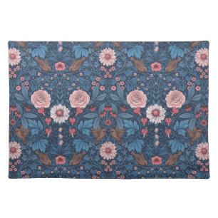 Wild garden in blue cloth placemat