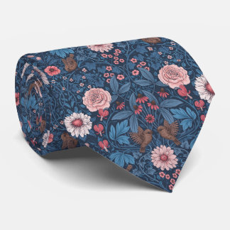 Wild garden in blue neck tie