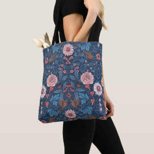Wild garden in blue tote bag