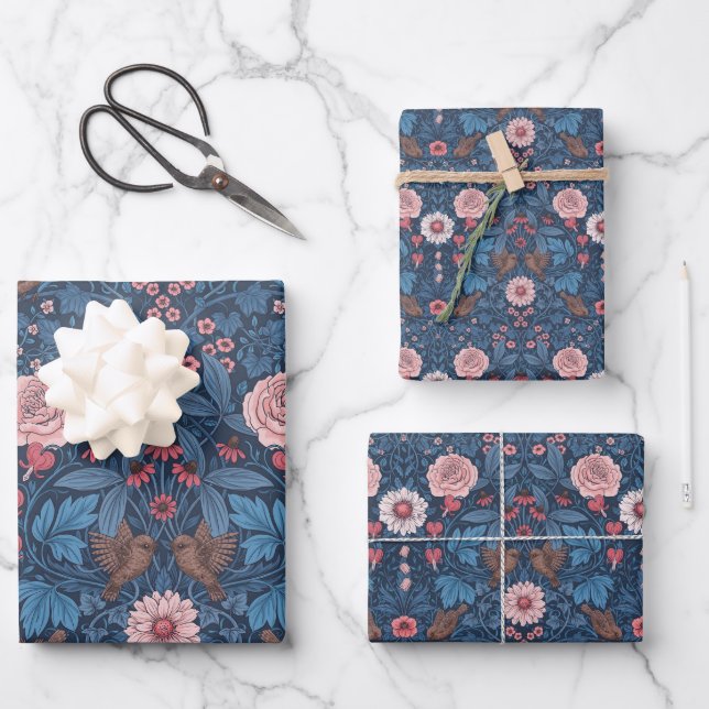 Wild garden in blue wrapping paper sheets (Front)