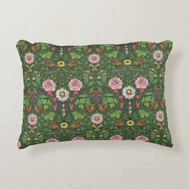Wild garden in green accent pillow (Front)