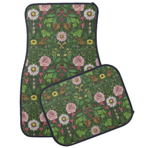 Wild garden in green car floor mat