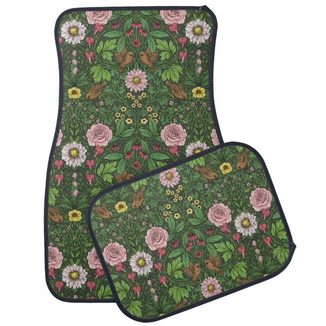 Wild garden in green car floor mat (Set)