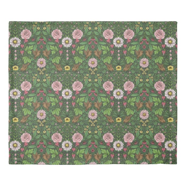 Wild garden in green duvet cover (Front)