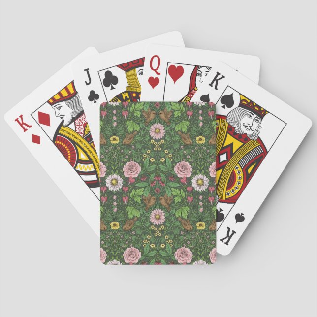 Wild garden in green poker cards (Back)