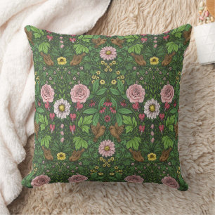Wild garden in green throw pillow