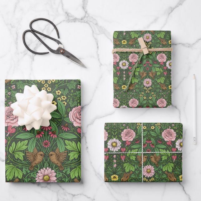 Wild garden in green wrapping paper sheets (Front)