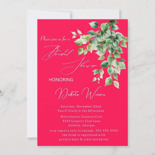 Wild Garden Leaves Bridal Shower Invitation (Front)