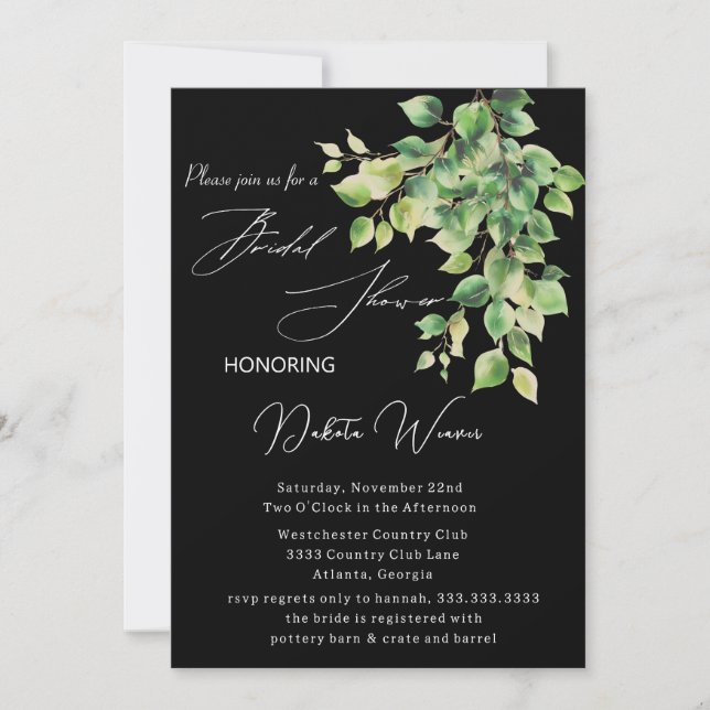 Wild Garden Leaves Bridal Shower Invitation (Front)
