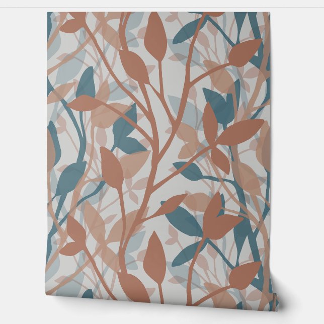 Wild Garden Mist Botanical Layers of Earth Foliage Wallpaper (Unrolling)