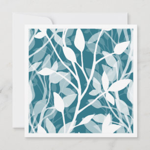 Wild Garden Mist white botanical foliage teal Note Card