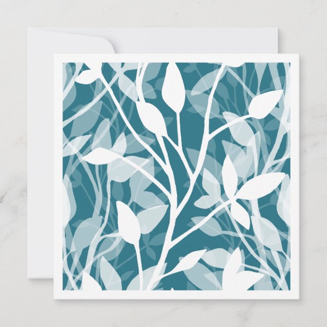 Wild Garden Mist white botanical foliage teal Note Card (Front)