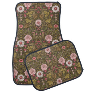 Wild garden on coffee brown car floor mat