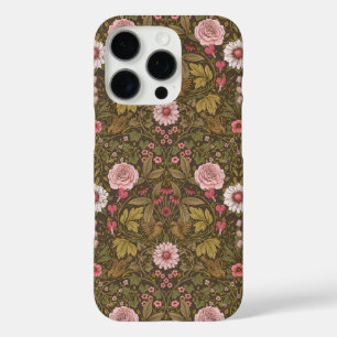 Wild garden on coffee brown iPhone 16 pro case
