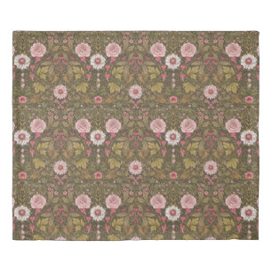 Wild garden on coffee brown duvet cover