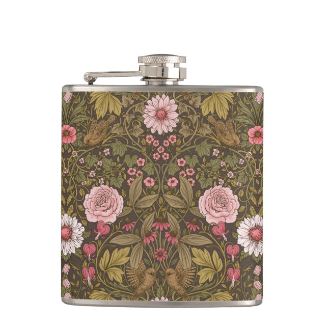 Wild garden on coffee brown flask (Front)
