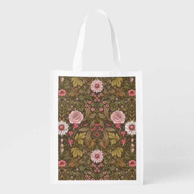 Wild garden on coffee brown grocery bag (Front)