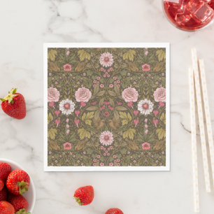 Wild garden on coffee brown napkins