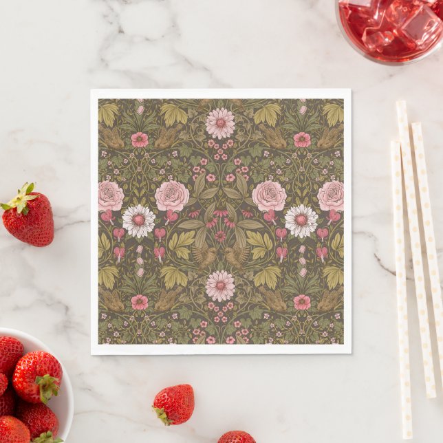 Wild garden on coffee brown napkins (Insitu)