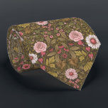 Wild garden on coffee brown neck tie<br><div class="desc">Wlliam Morris inspired hand-painted floral pattern with birds</div>