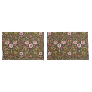 Wild garden on coffee brown pillow case