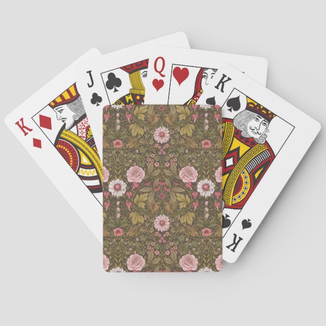 Wild garden on coffee brown poker cards (Back)