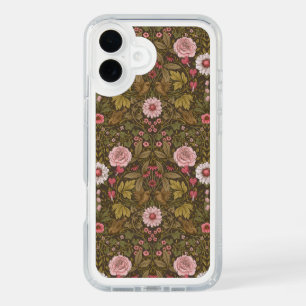 Wild garden on coffee brown iPhone 16 plus case