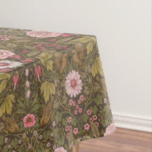 Wild garden on coffee brown tablecloth