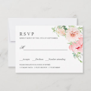 Wild Garden PInk WEDDING RSVP MEAL CHOICE