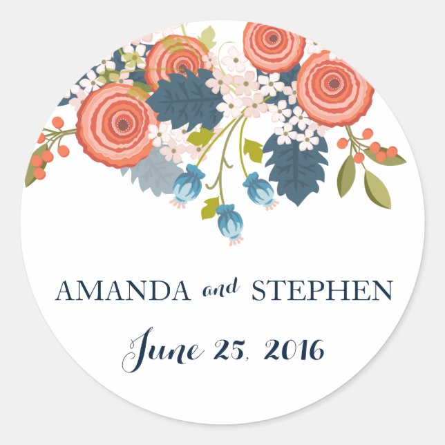Wild Garden Wedding Personalized Favor Stickers (Front)