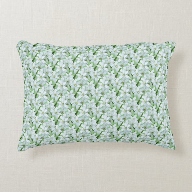 Wild Garlic Flowers Cust. BG Green Accent Pillow (Front)