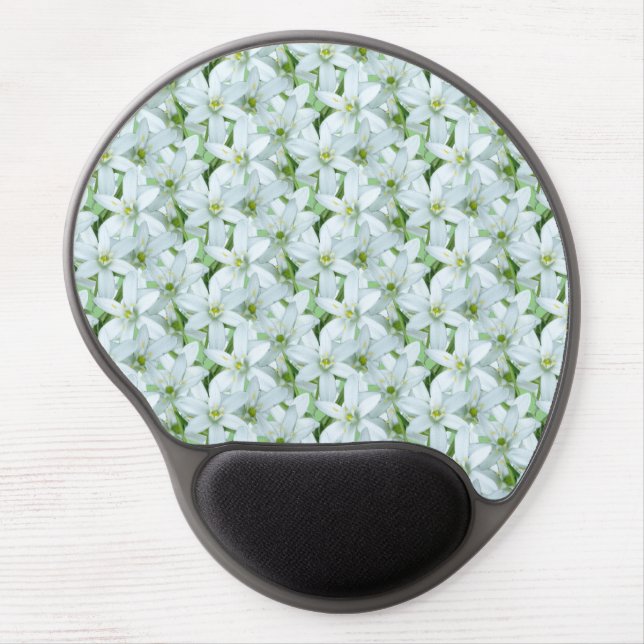 Wild Garlic Flowers Cust. BG Green Gel Mousepad (Front)