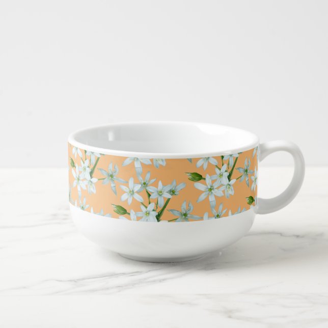 Wild Garlic Flowers Cust. BG Orange Soup Mug (Left)