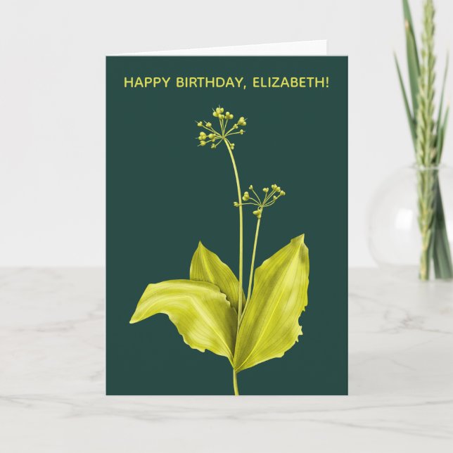 Wild Garlic Green Plant Botanical Art Birthday Card (Front)