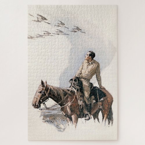 Wild Geese Western Art by WHD Koerner Jigsaw Puzzle