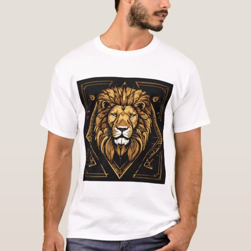 Wild Geometry Unleash the Roar of Modern Lions T_Shirt