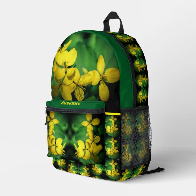 Wild Geranium Flowers Personalized Printed Backpack (Back Corner Right)