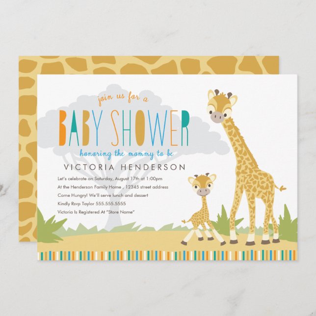 Wild Giraffe Baby Shower Invite (Front/Back)