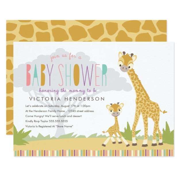 Wild Giraffe Baby Shower Invite - Pink