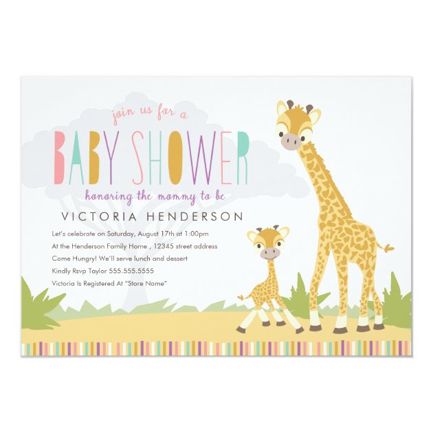 Wild Giraffe Baby Shower Invite - Pink